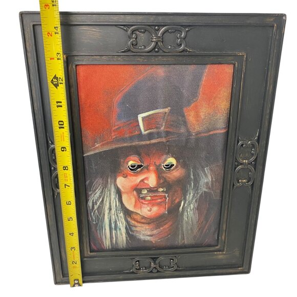 Vintage Gemmy Animated Talking Witch Wall Frame Motion Tongue Halloween Party - Picture 2 of 6